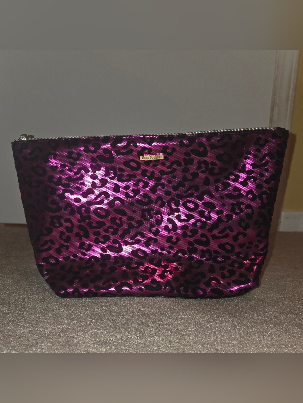 Juicy Couture Pink Leopard Print Cosmetic Bag
